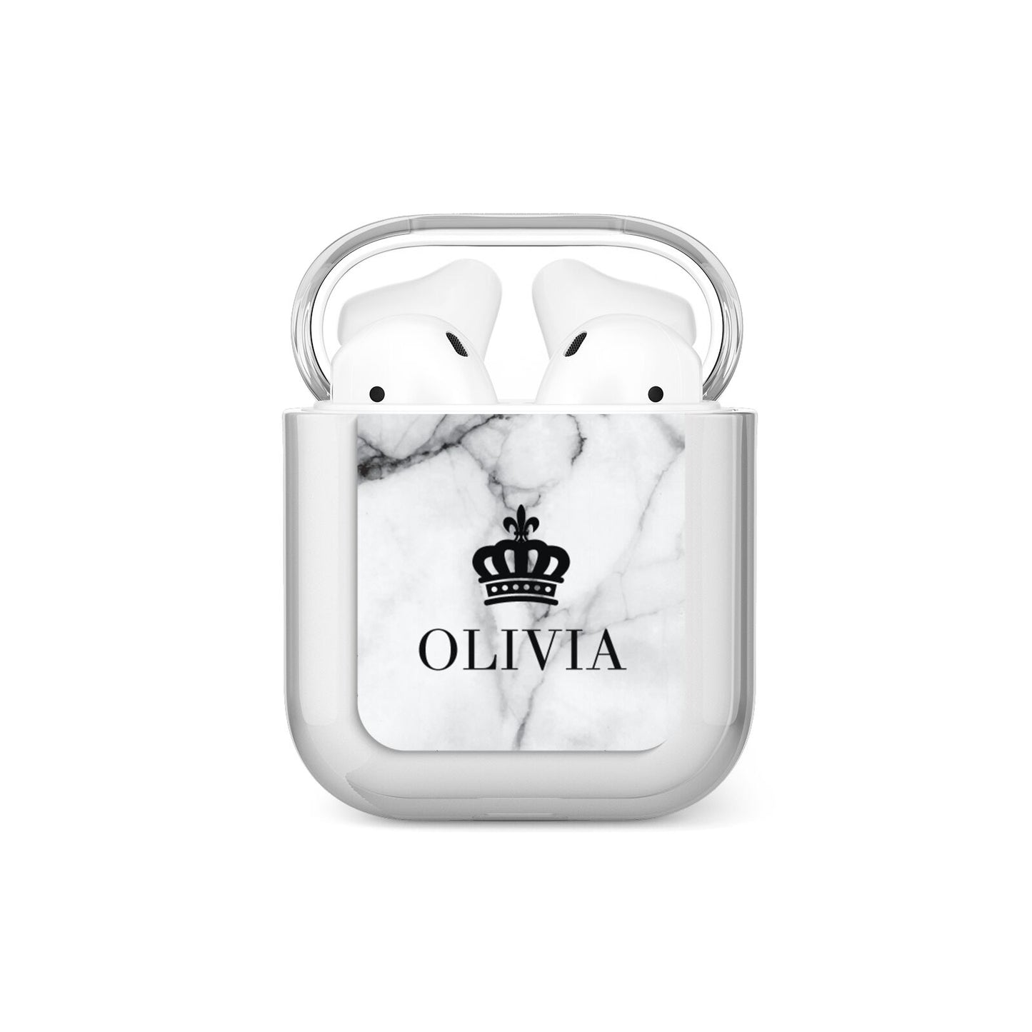 Personalised Marble Name Crown AirPods Case