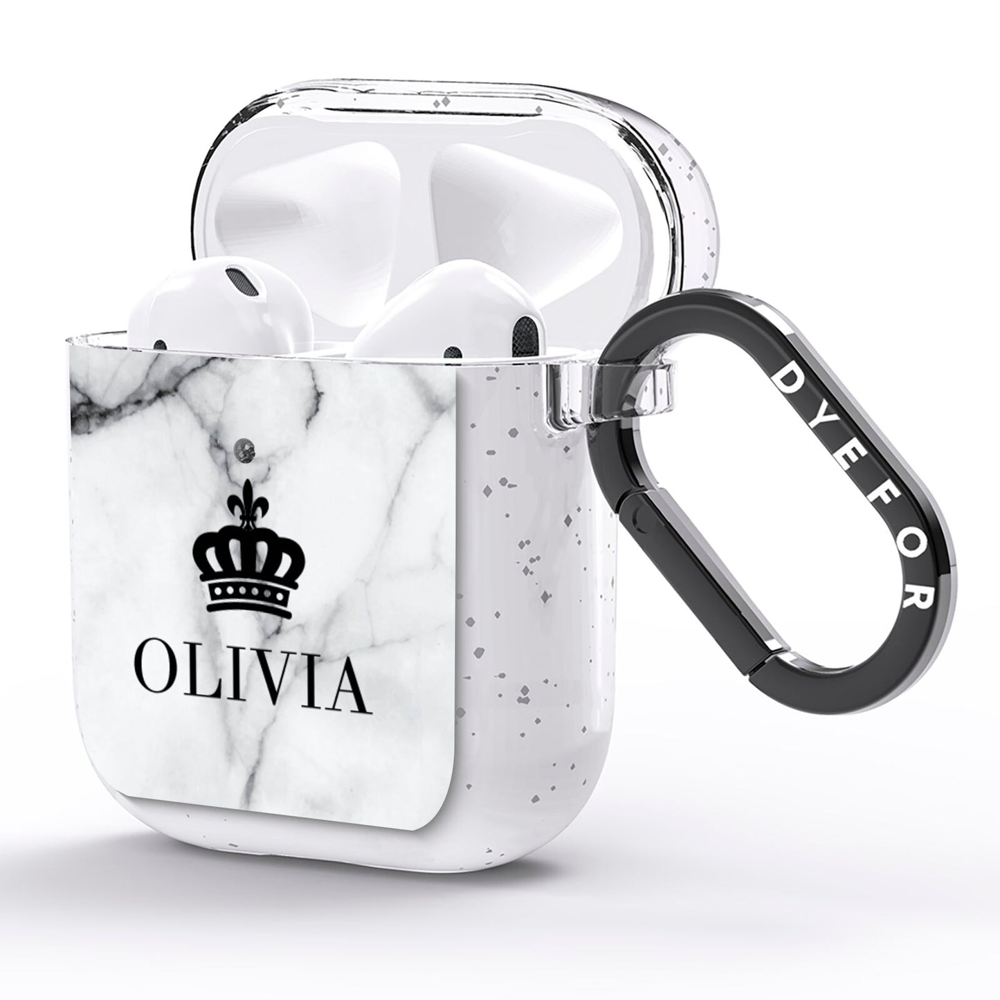 Personalised Marble Name Crown AirPods Glitter Case Side Image