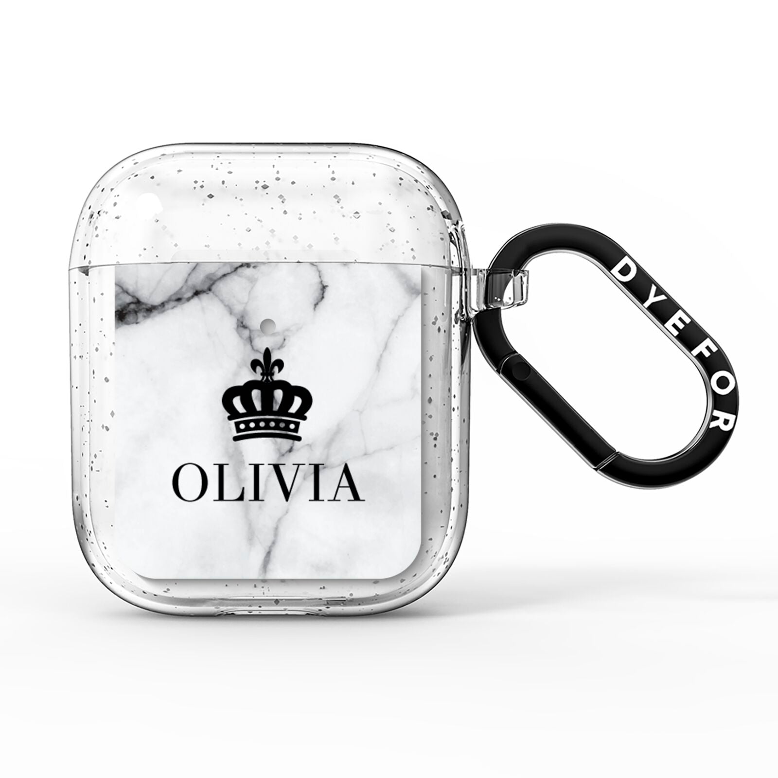 Personalised Marble Name Crown AirPods Glitter Case