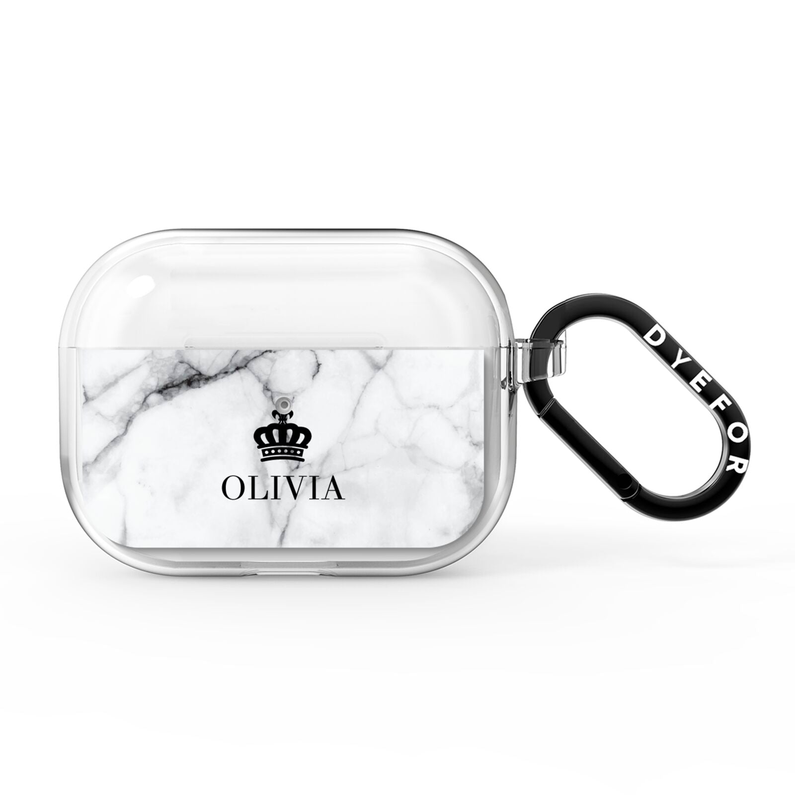 Personalised Marble Name Crown AirPods Pro Clear Case