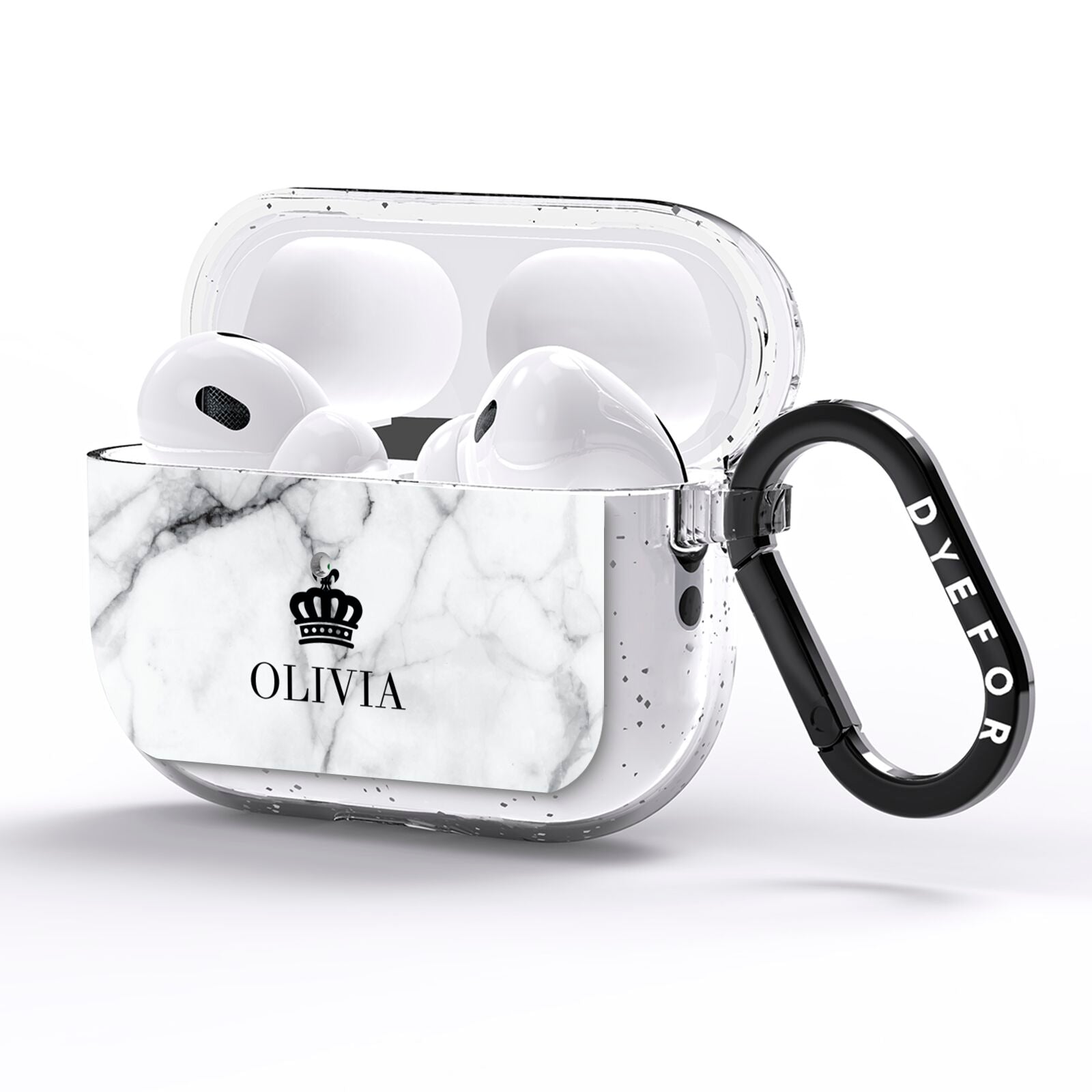 Personalised Marble Name Crown AirPods Pro Glitter Case Side Image