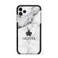 Personalised Marble Name Crown Apple iPhone 11 Pro Max in Silver with Black Impact Case