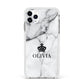 Personalised Marble Name Crown Apple iPhone 11 Pro Max in Silver with White Impact Case