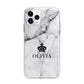 Personalised Marble Name Crown Apple iPhone 11 Pro in Silver with Bumper Case