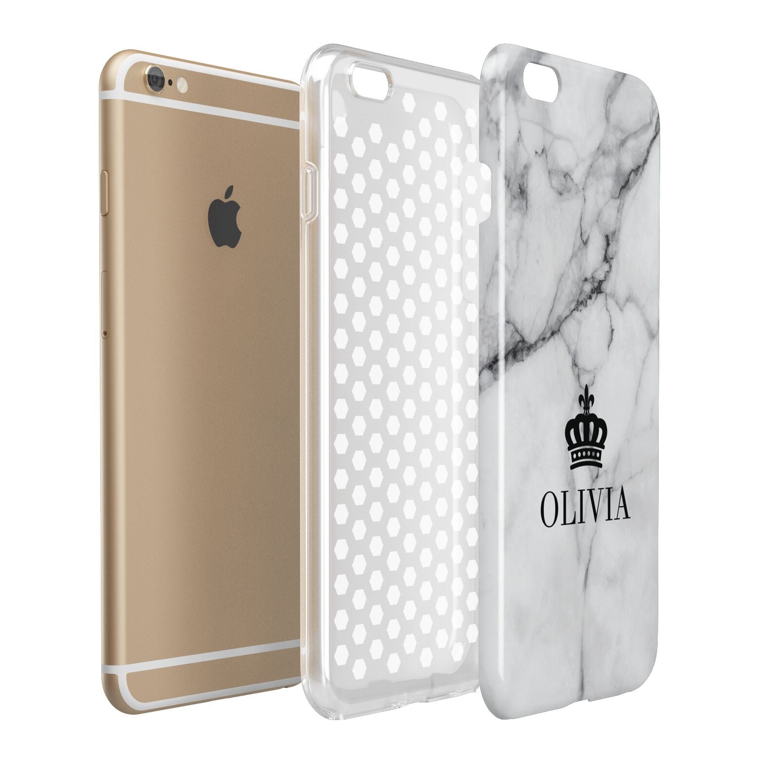 Personalised Marble Name Crown Apple iPhone 6 Plus 3D Tough Case Expand Detail Image