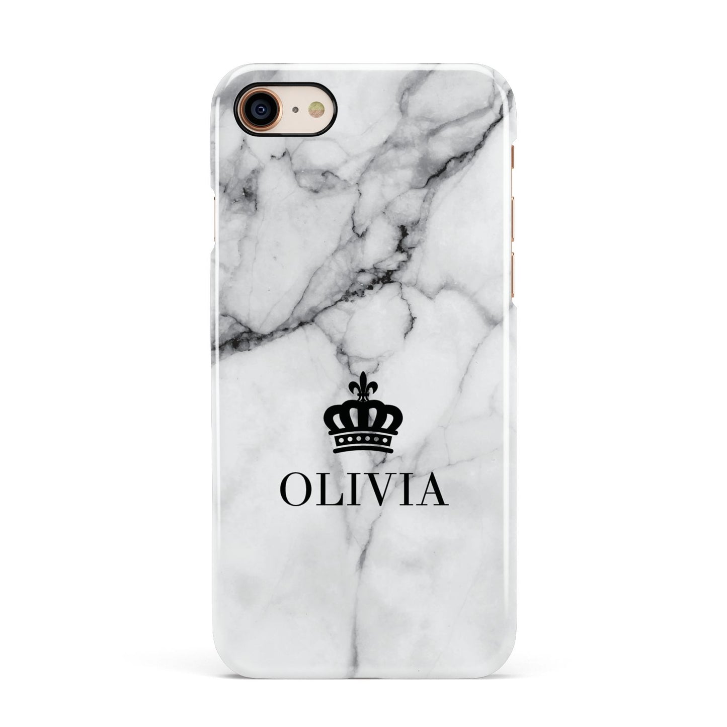 Personalised Marble Name Crown Apple iPhone 7 8 3D Snap Case