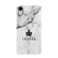 Personalised Marble Name Crown Apple iPhone XR White 3D Snap Case
