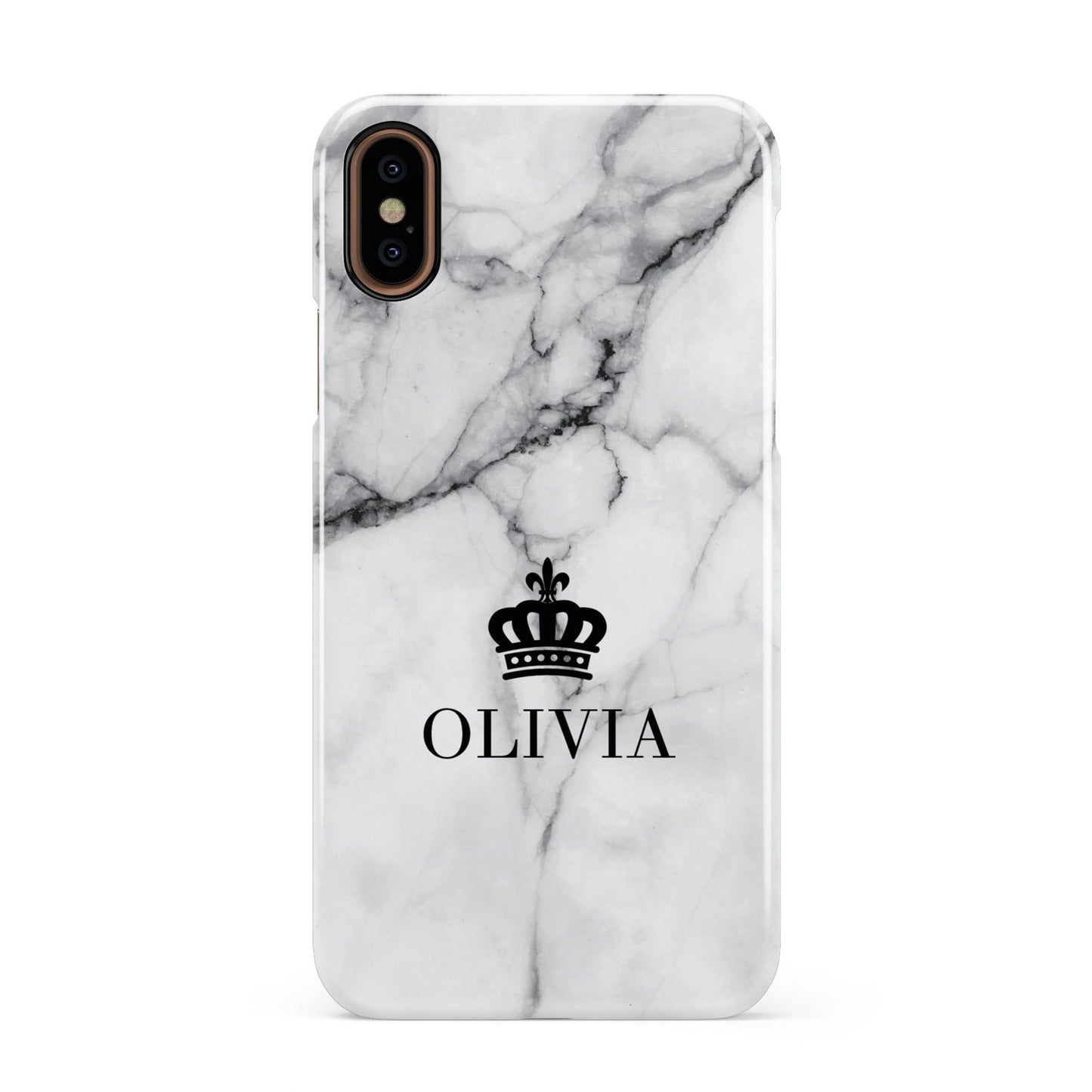 Personalised Marble Name Crown Apple iPhone XS 3D Snap Case