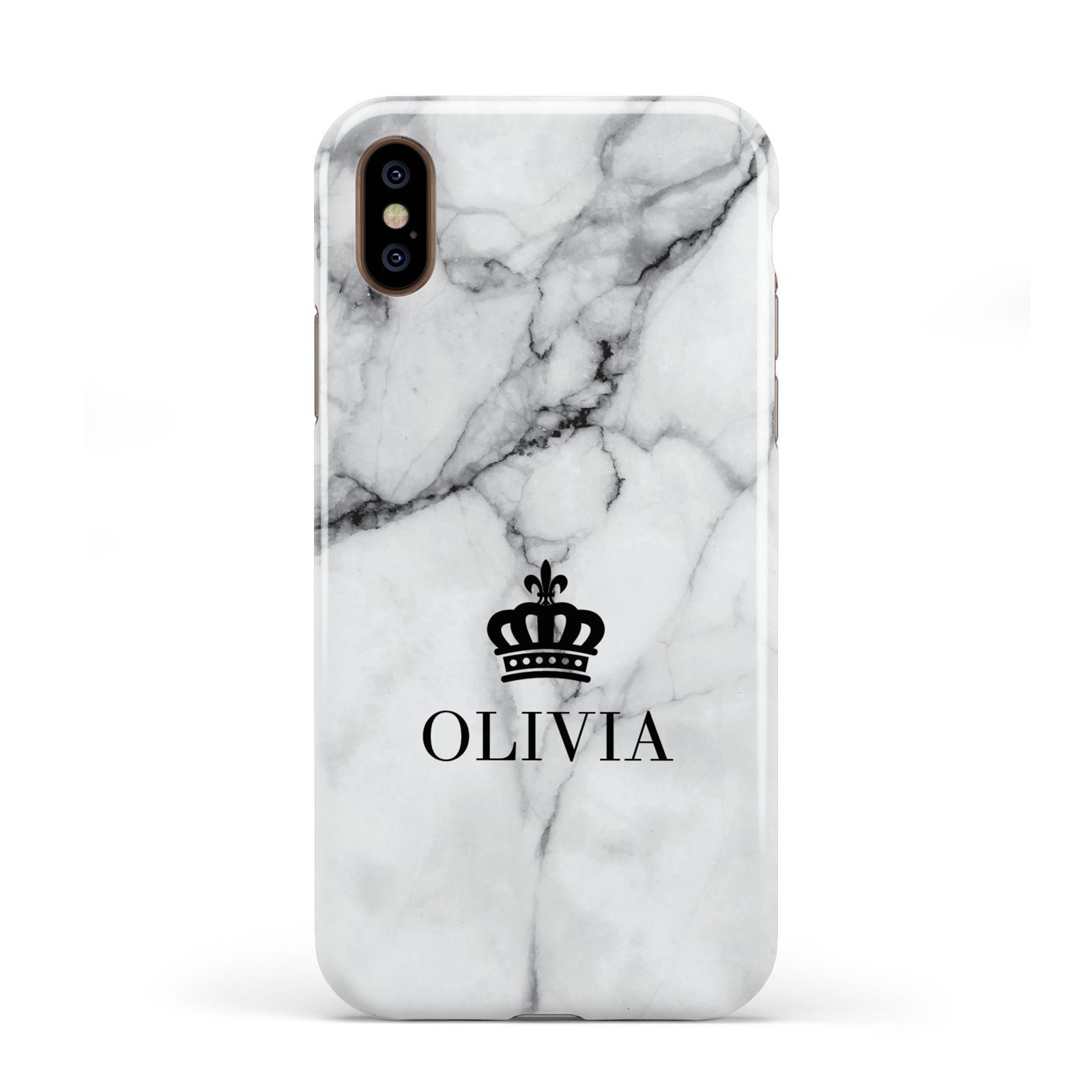 Personalised Marble Name Crown Apple iPhone XS 3D Tough