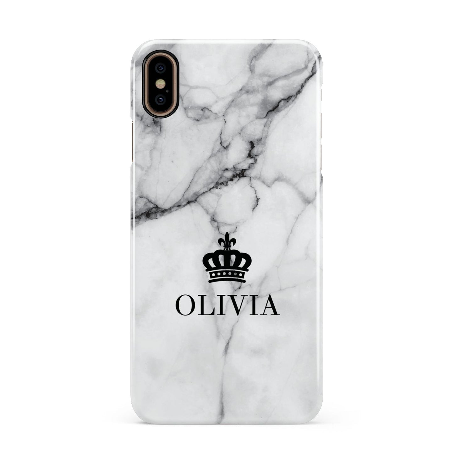 Personalised Marble Name Crown Apple iPhone Xs Max 3D Snap Case