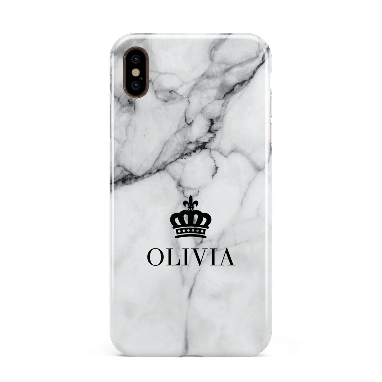 Personalised Marble Name Crown Apple iPhone Xs Max 3D Tough Case