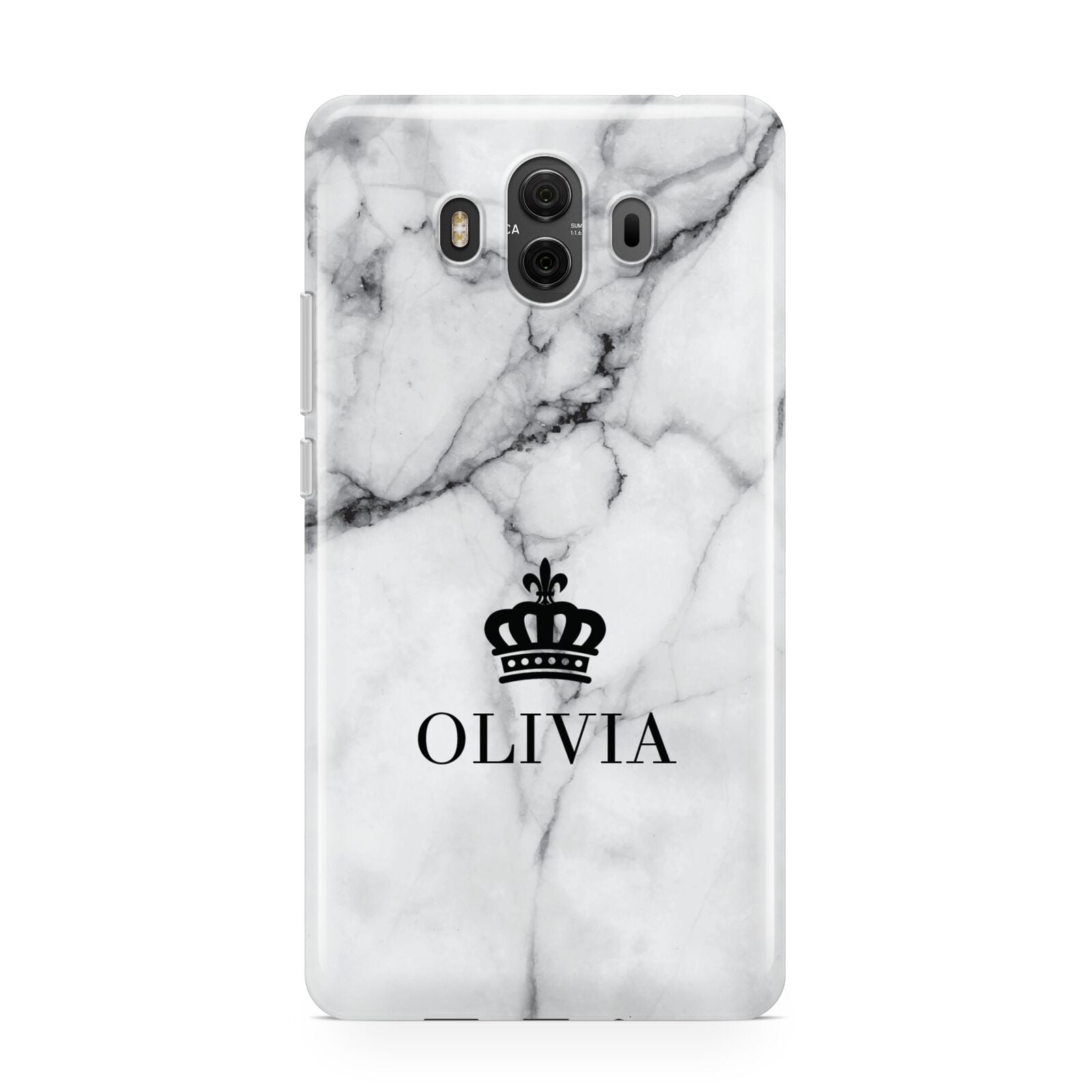 Personalised Marble Name Crown Huawei Mate 10 Protective Phone Case