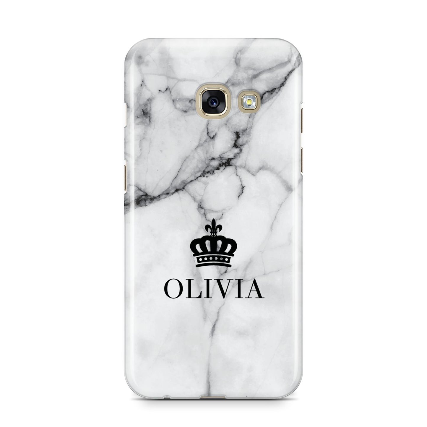 Personalised Marble Name Crown Samsung Galaxy A3 2017 Case on gold phone
