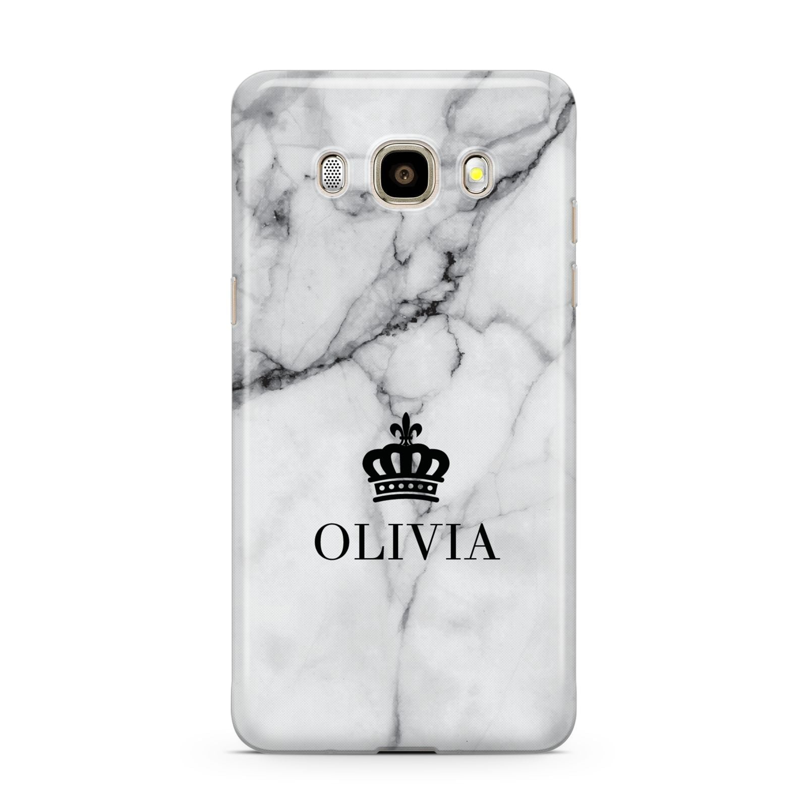 Personalised Marble Name Crown Samsung Galaxy J7 2016 Case on gold phone