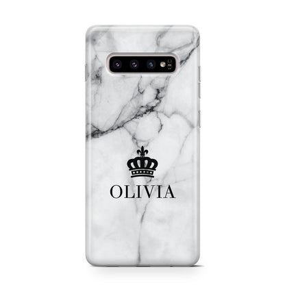Personalised Marble Name Crown Samsung Galaxy S10 Case