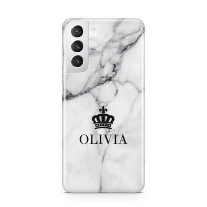 Personalised Marble Name Crown Samsung S21 Case