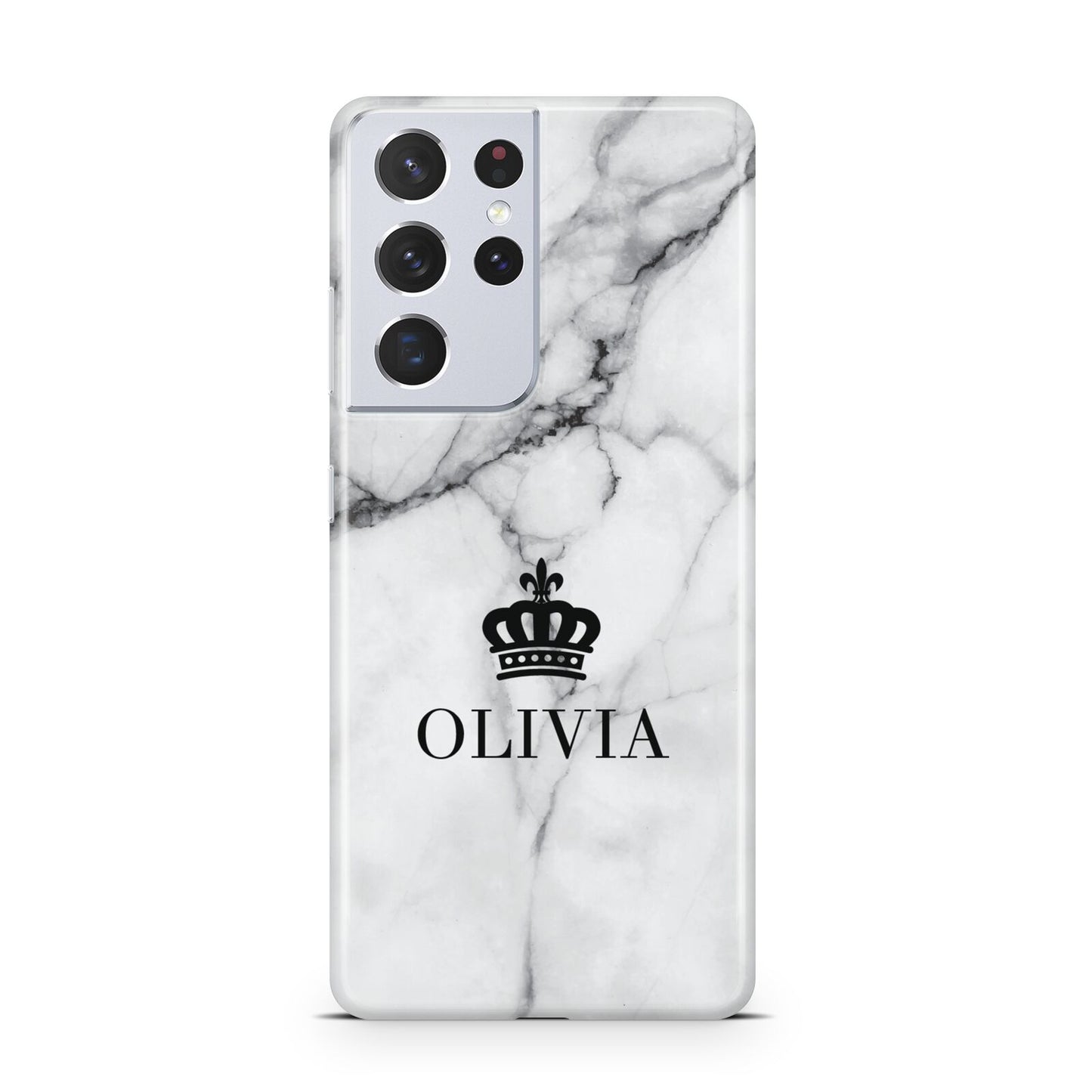 Personalised Marble Name Crown Samsung S21 Ultra Case