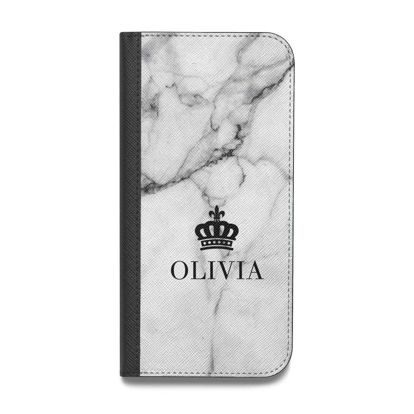 Personalised Marble Name Crown Vegan Leather Flip Samsung Case