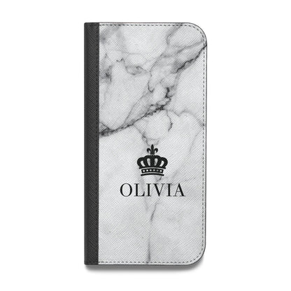 Personalised Marble Name Crown Vegan Leather Flip Samsung Case