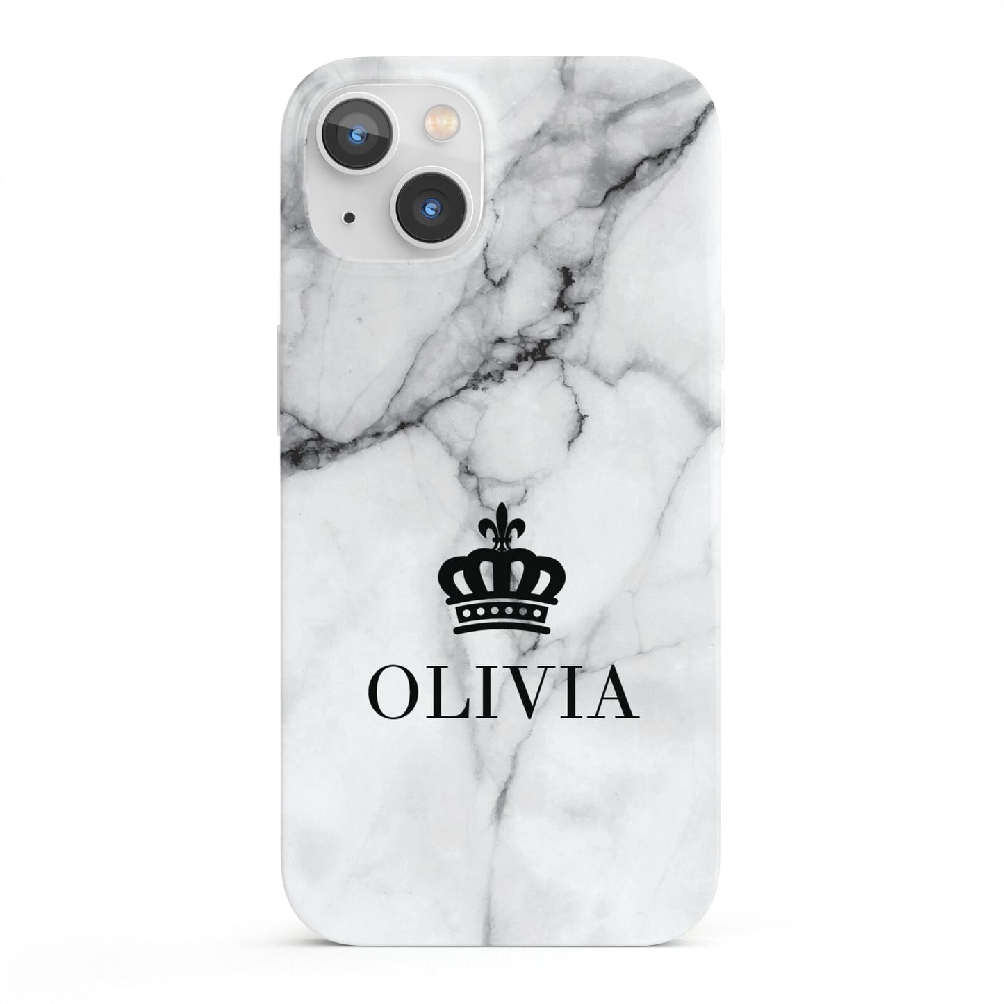 Personalised Marble Name Crown iPhone 13 Full Wrap 3D Snap Case