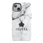 Personalised Marble Name Crown iPhone 13 Full Wrap 3D Tough Case