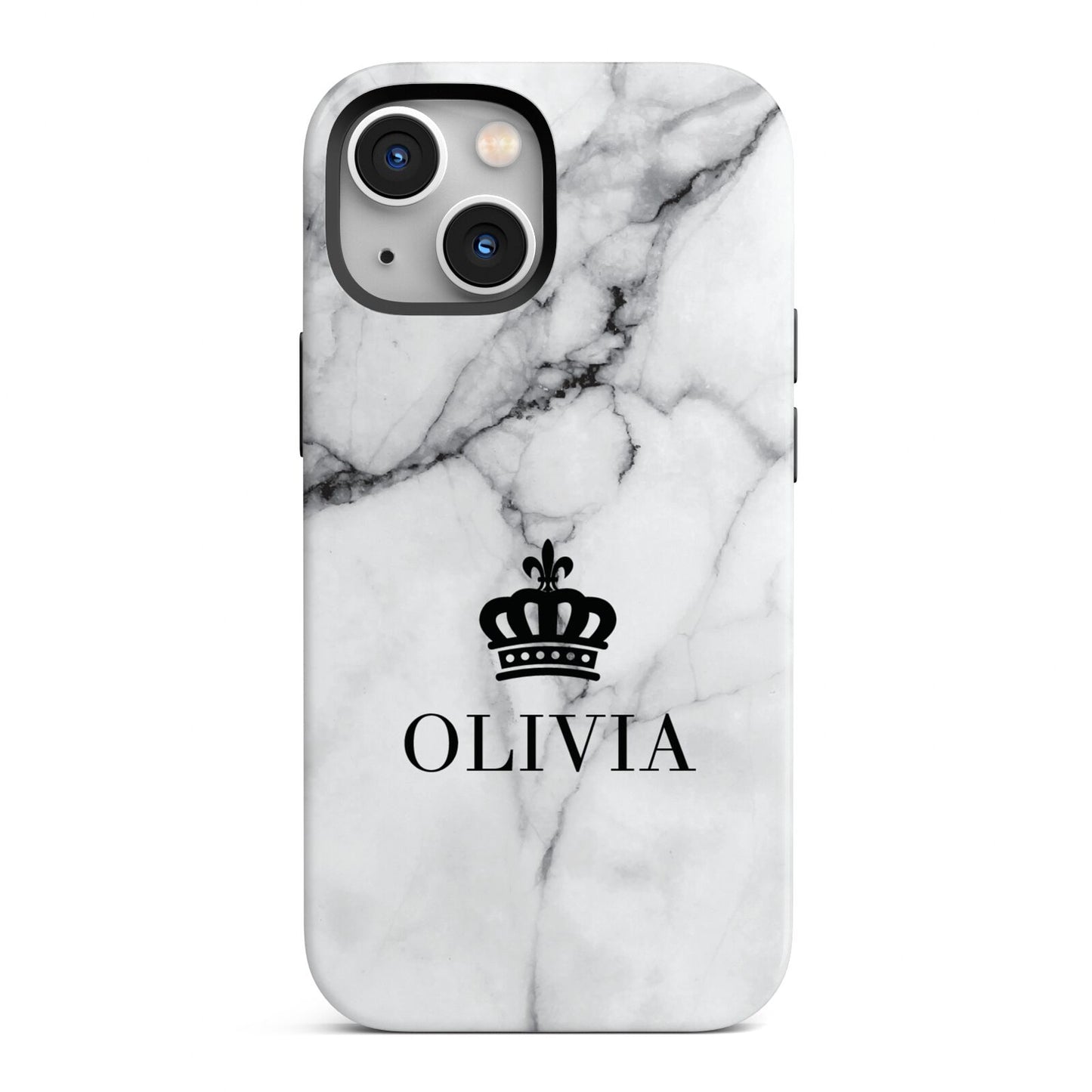 Personalised Marble Name Crown iPhone 13 Mini Full Wrap 3D Tough Case