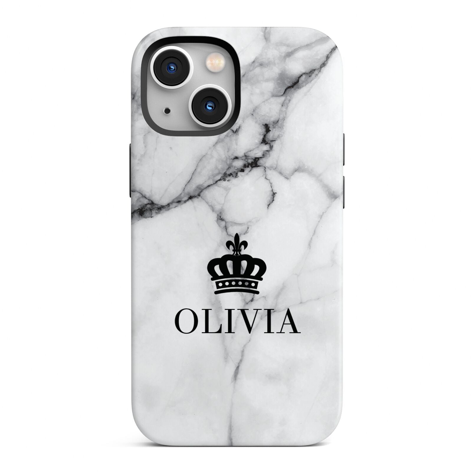 Personalised Marble Name Crown iPhone 13 Mini Full Wrap 3D Tough Case