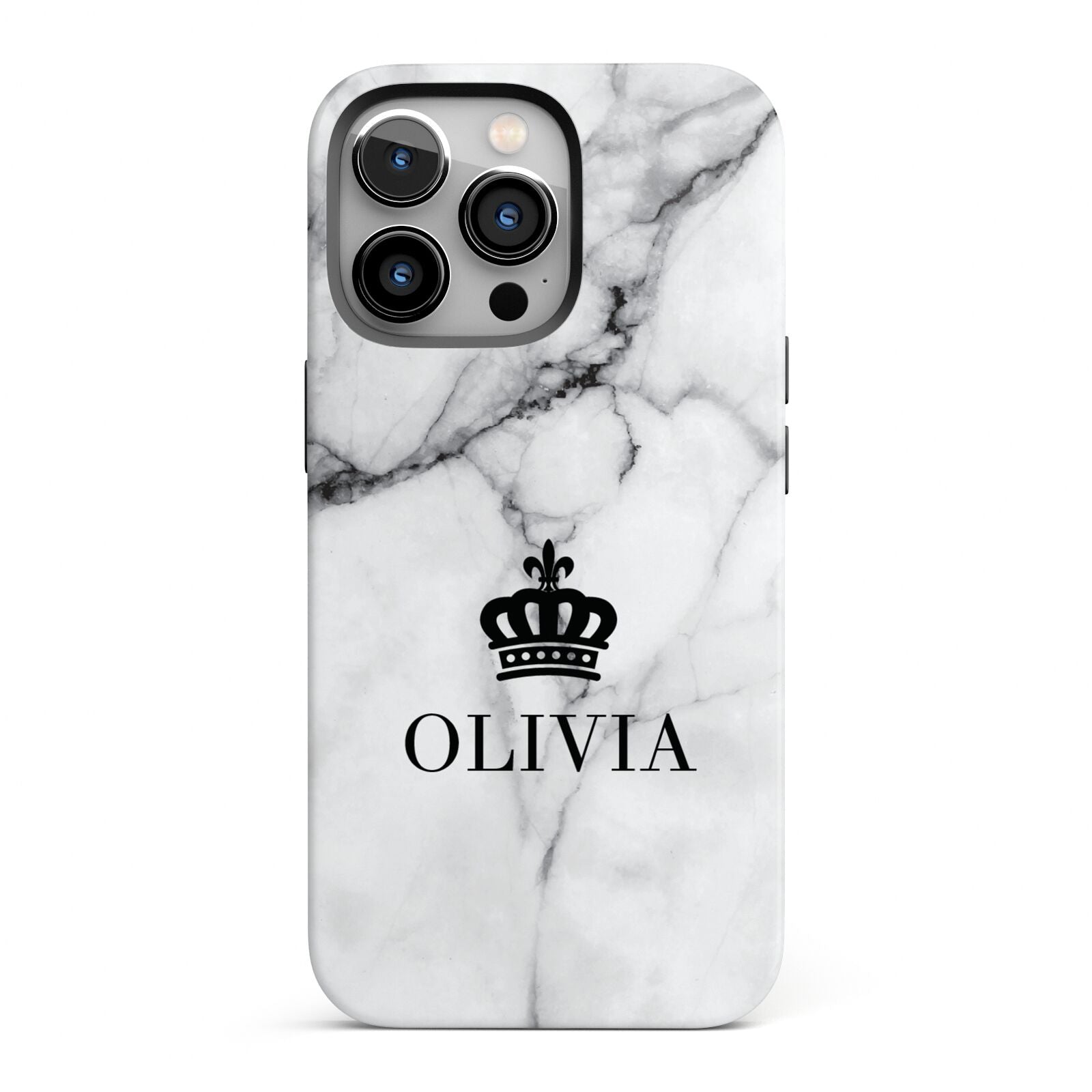Personalised Marble Name Crown iPhone 13 Pro Full Wrap 3D Tough Case