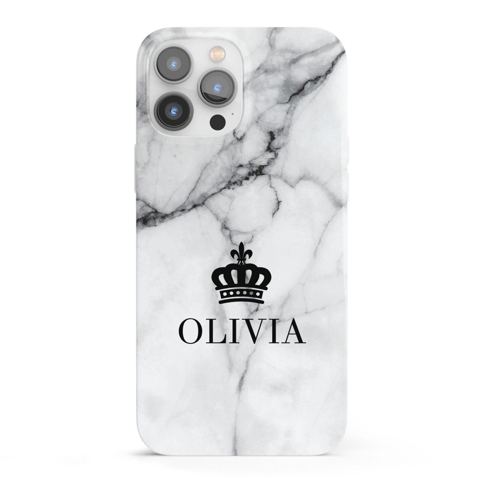 Personalised Marble Name Crown iPhone 13 Pro Max Full Wrap 3D Snap Case