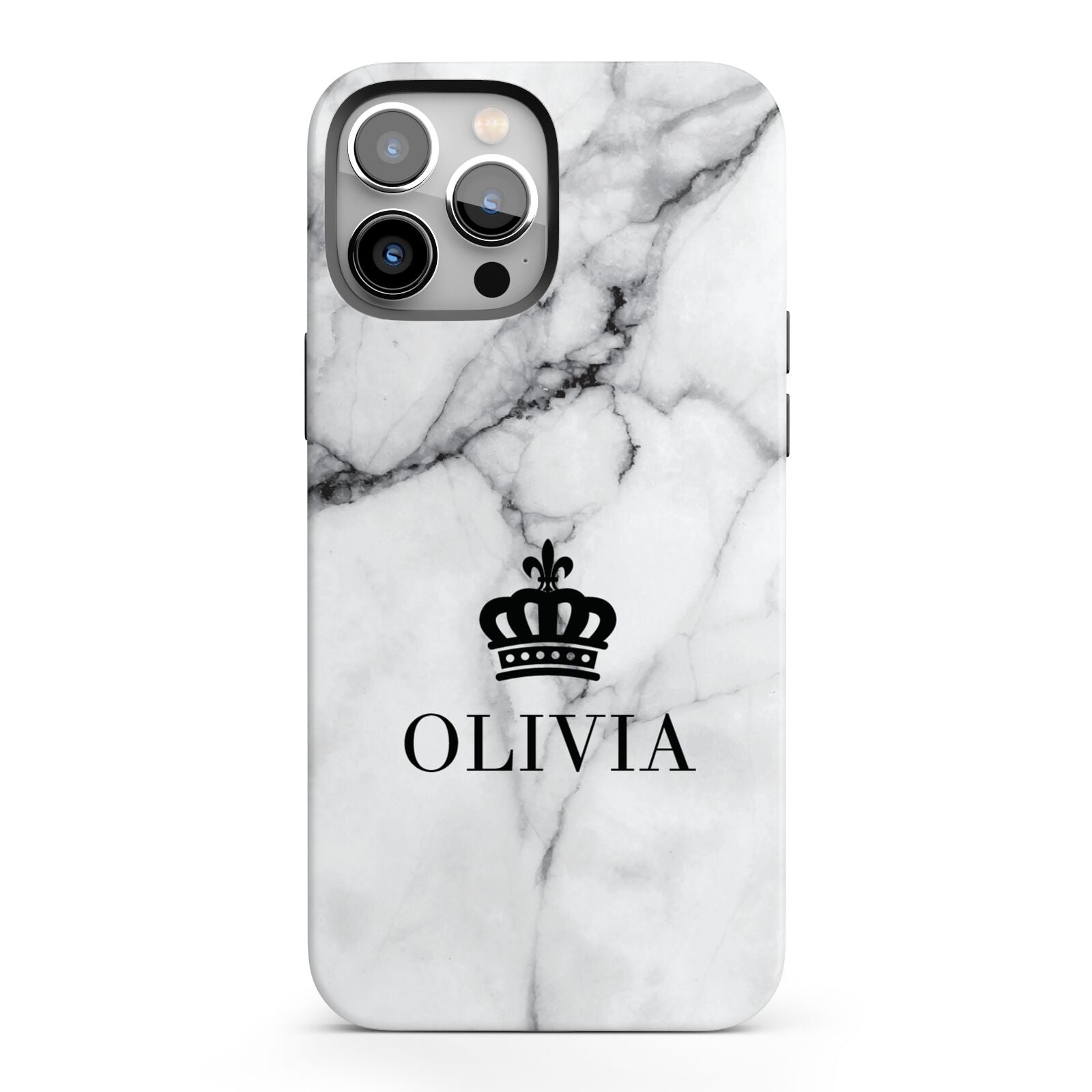 Personalised Marble Name Crown iPhone 13 Pro Max Full Wrap 3D Tough Case