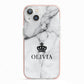 Personalised Marble Name Crown iPhone 13 TPU Impact Case with Pink Edges