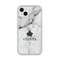 Personalised Marble Name Crown iPhone 14 Plus Glitter Tough Case Starlight