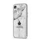 Personalised Marble Name Crown iPhone 14 Pro Max Clear Tough Case Silver Angled Image