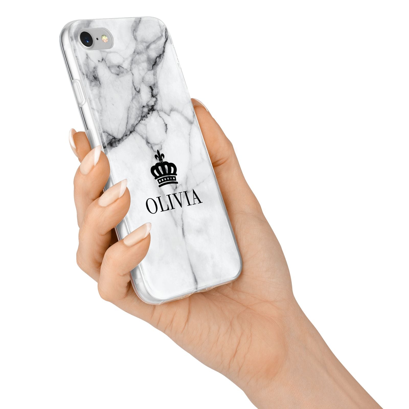 Personalised Marble Name Crown iPhone 7 Bumper Case on Silver iPhone Alternative Image