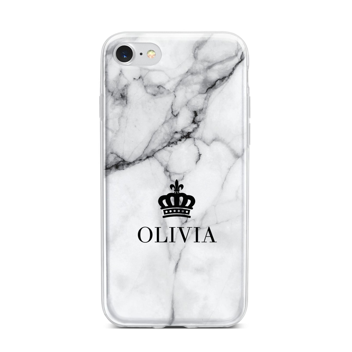 Personalised Marble Name Crown iPhone 7 Bumper Case on Silver iPhone
