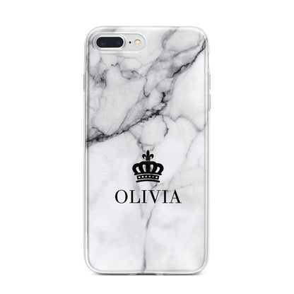 Personalised Marble Name Crown iPhone 7 Plus Bumper Case on Silver iPhone