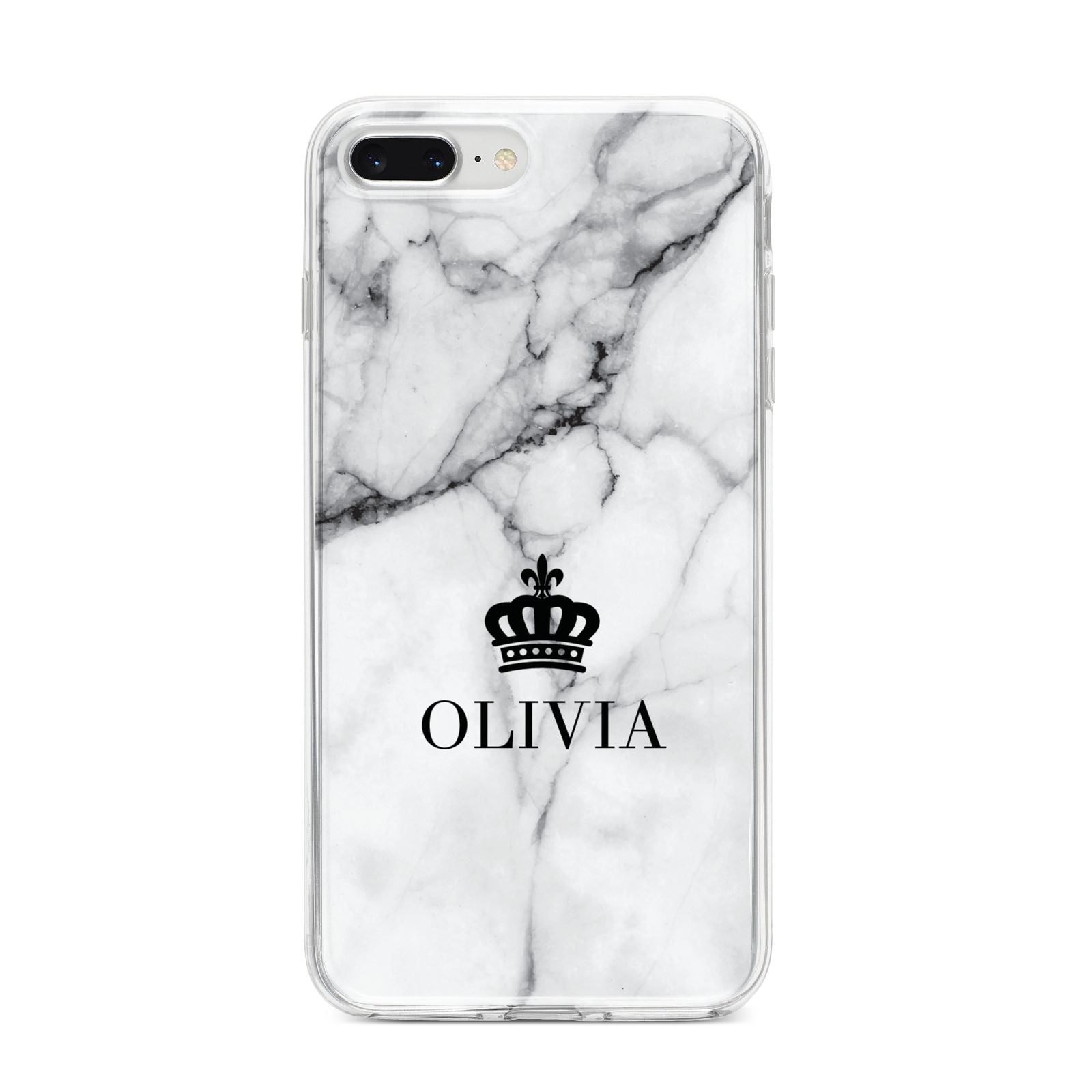 Personalised Marble Name Crown iPhone 8 Plus Bumper Case on Silver iPhone