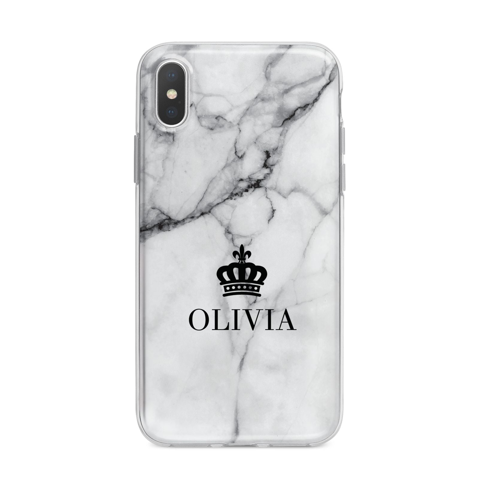 Personalised Marble Name Crown iPhone X Bumper Case on Silver iPhone Alternative Image 1