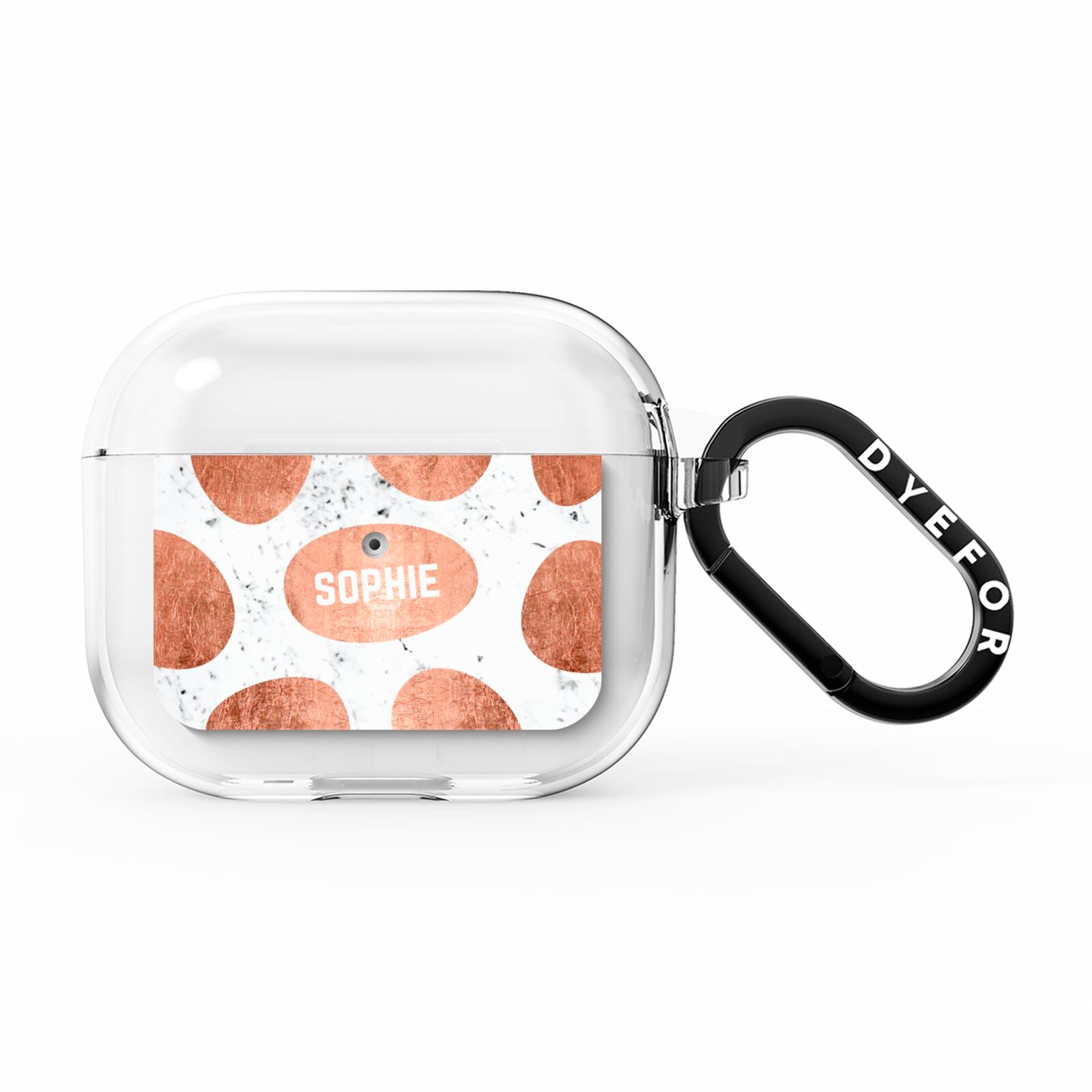 Personalised Marble Name Initials Rose Gold Dots AirPods Clear Case 3rd Gen