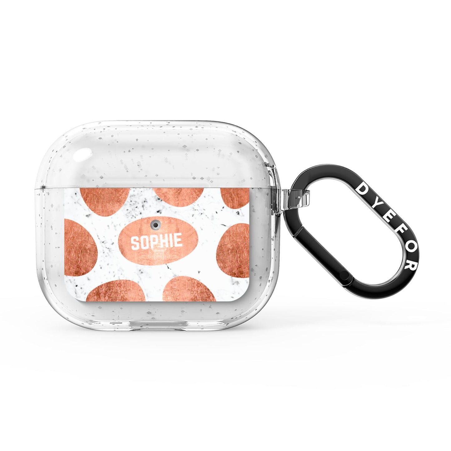 Personalised Marble Name Initials Rose Gold Dots AirPods Glitter Case 3rd Gen