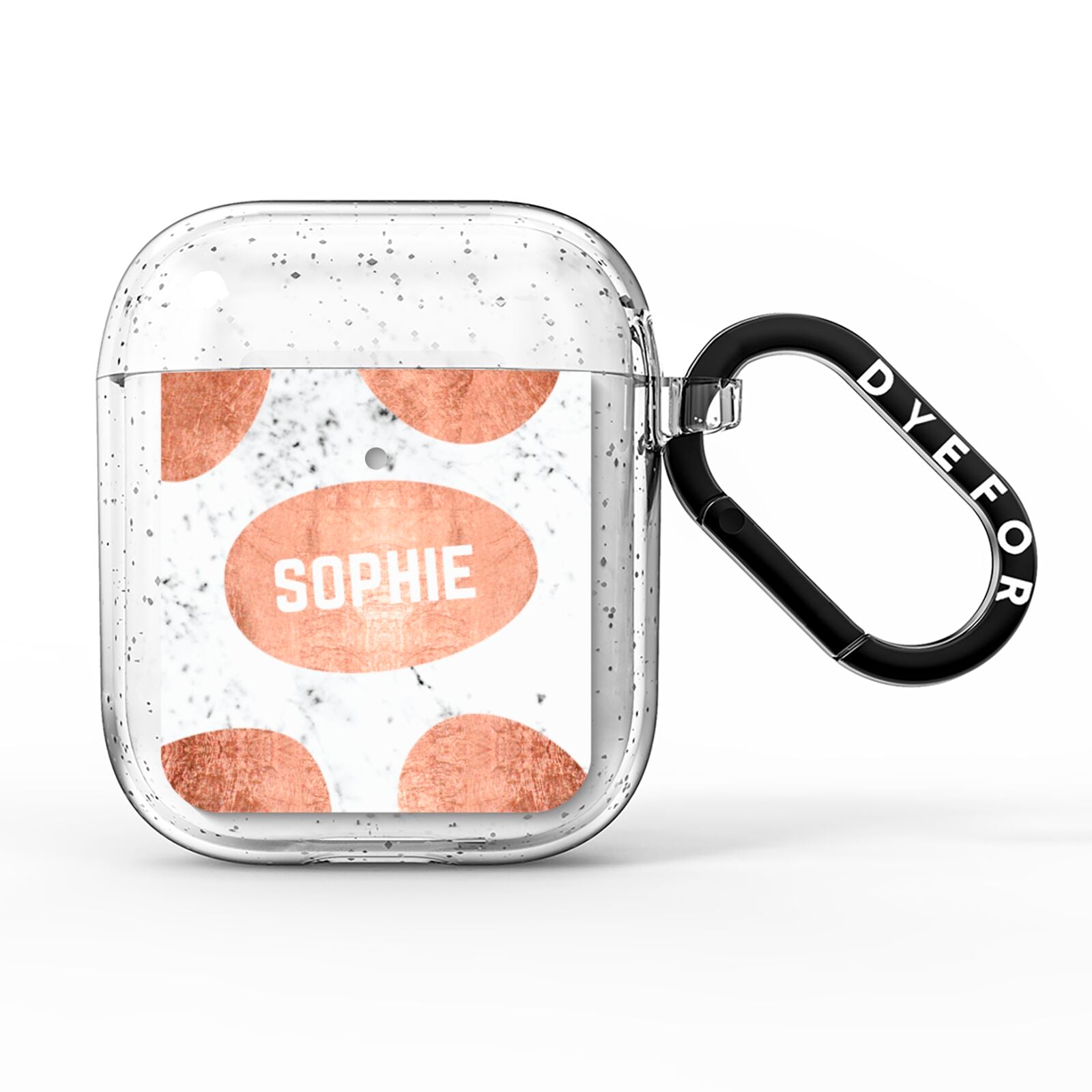 Personalised Marble Name Initials Rose Gold Dots AirPods Glitter Case
