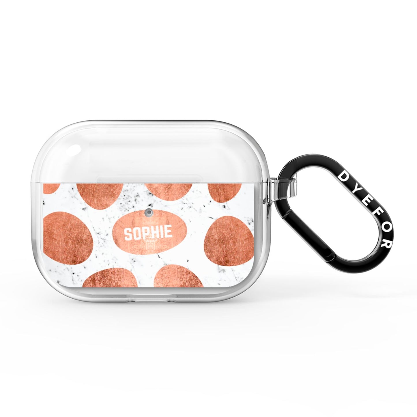 Personalised Marble Name Initials Rose Gold Dots AirPods Pro Clear Case