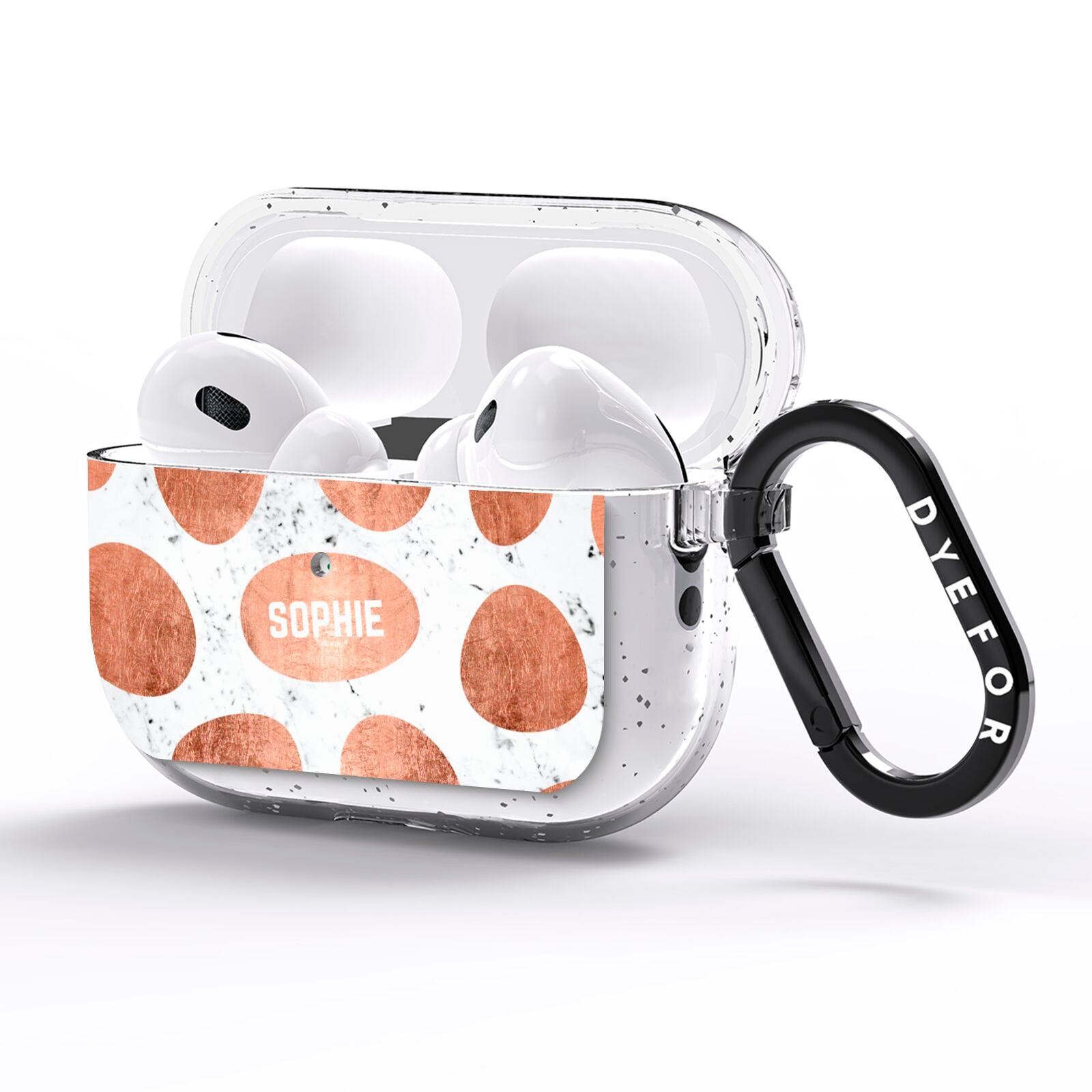 Personalised Marble Name Initials Rose Gold Dots AirPods Pro Glitter Case Side Image