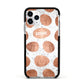 Personalised Marble Name Initials Rose Gold Dots Apple iPhone 11 Pro in Silver with Black Impact Case