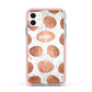 Personalised Marble Name Initials Rose Gold Dots Apple iPhone 11 in White with Pink Impact Case