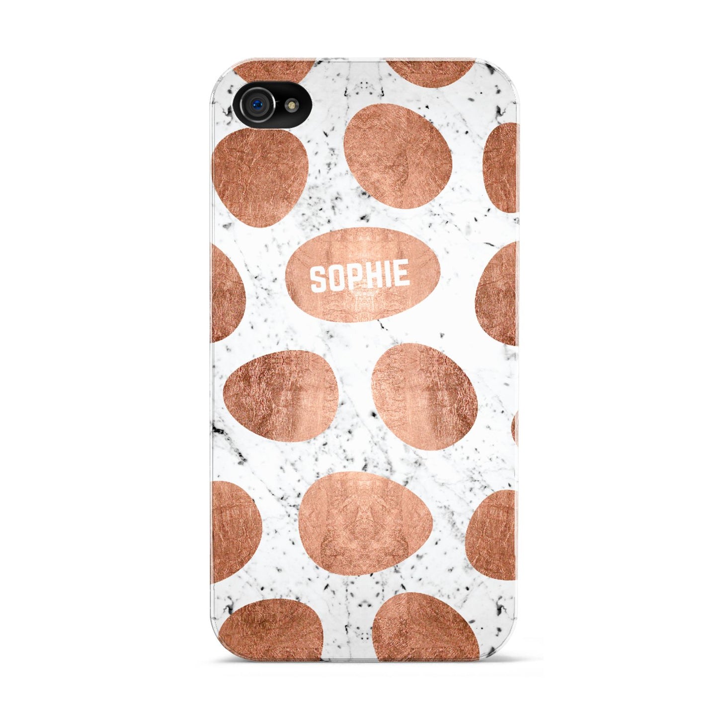Personalised Marble Name Initials Rose Gold Dots Apple iPhone 4s Case