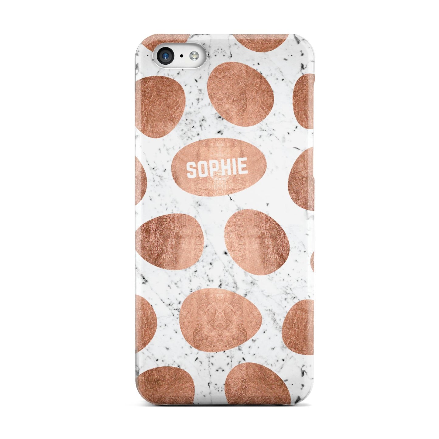Personalised Marble Name Initials Rose Gold Dots Apple iPhone 5c Case