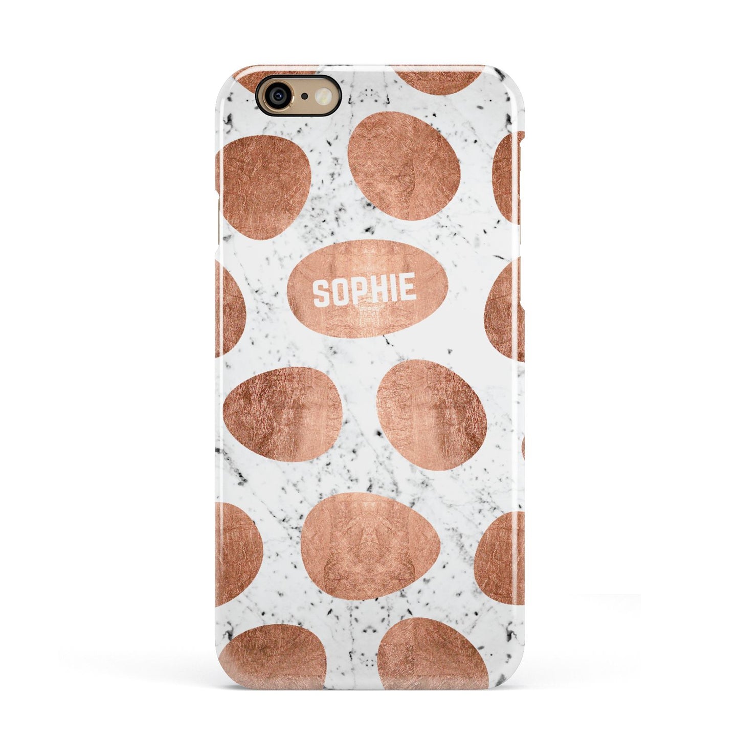 Personalised Marble Name Initials Rose Gold Dots Apple iPhone 6 3D Snap Case