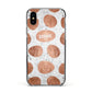 Personalised Marble Name Initials Rose Gold Dots Apple iPhone Xs Impact Case Black Edge on Black Phone