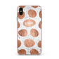 Personalised Marble Name Initials Rose Gold Dots Apple iPhone Xs Max Impact Case Pink Edge on Black Phone